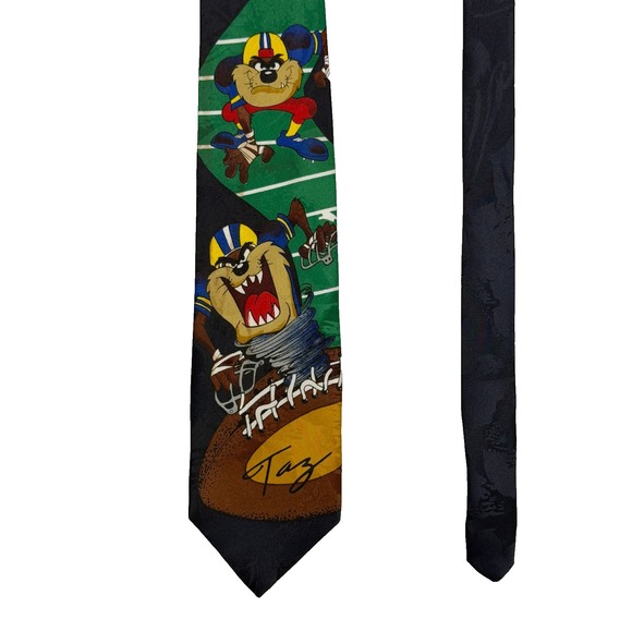 Looney Toones Mania Other - Vintage Tazmanian Devil Tie 1995 Warner Brothers Looney Toons Football Navy